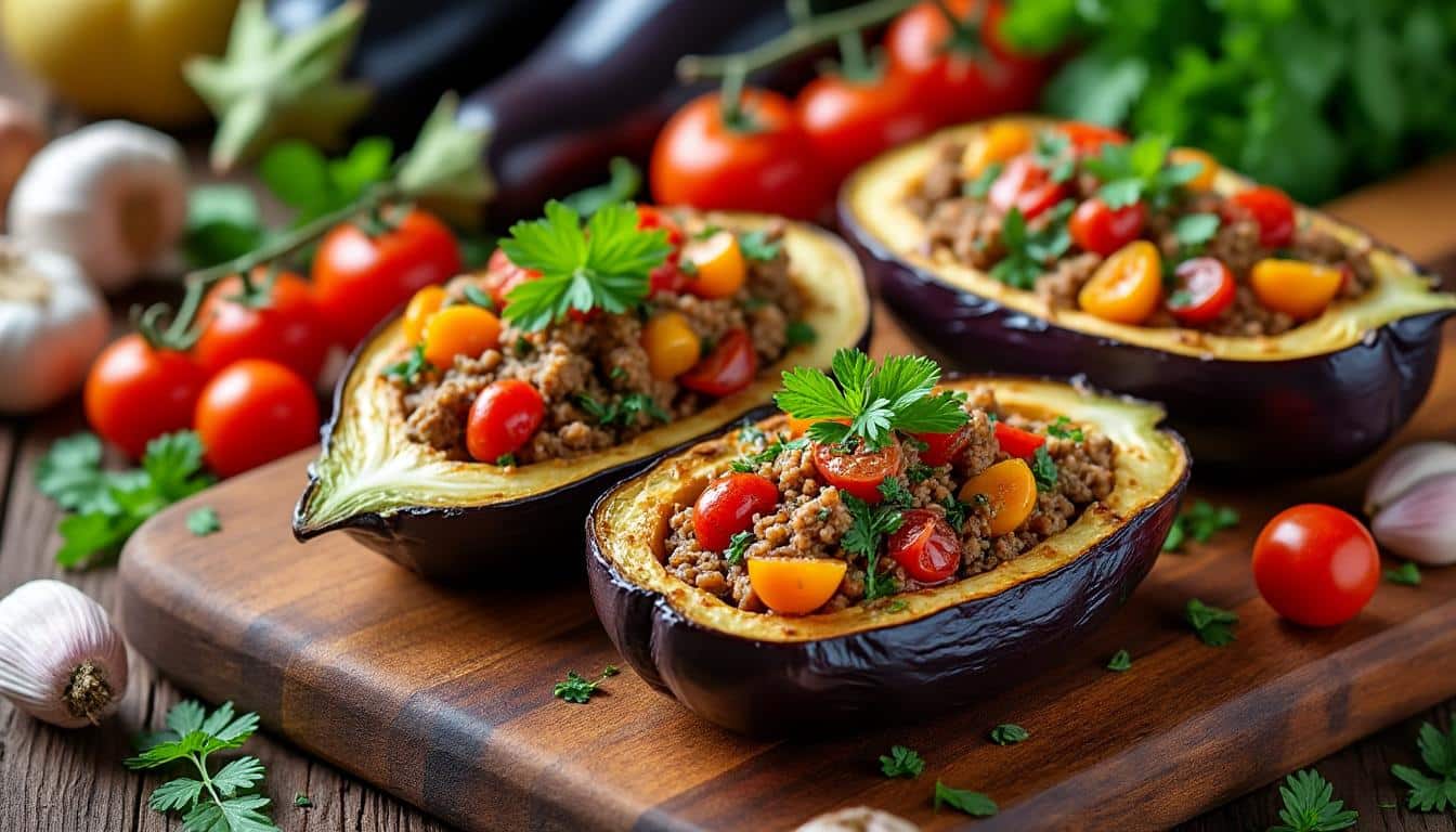 découvrez comment préparer une aubergine farcie au four savoureuse et légère grâce à nos astuces simples et gourmandes. parfait pour un repas sain et délicieux !