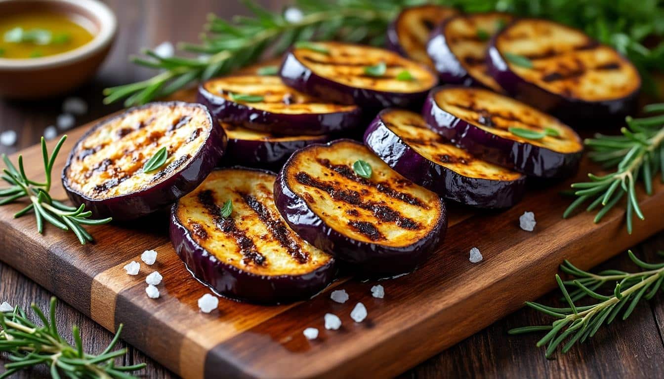 découvrez notre recette simple d'aubergines grillées au four pour des saveurs intenses et délicieuses, parfaites en accompagnement ou plat principal.