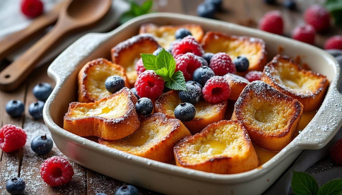 découvrez notre recette simple de pain perdu au four pour un dessert moelleux et léger, parfait pour régaler toute la famille en toute simplicité.