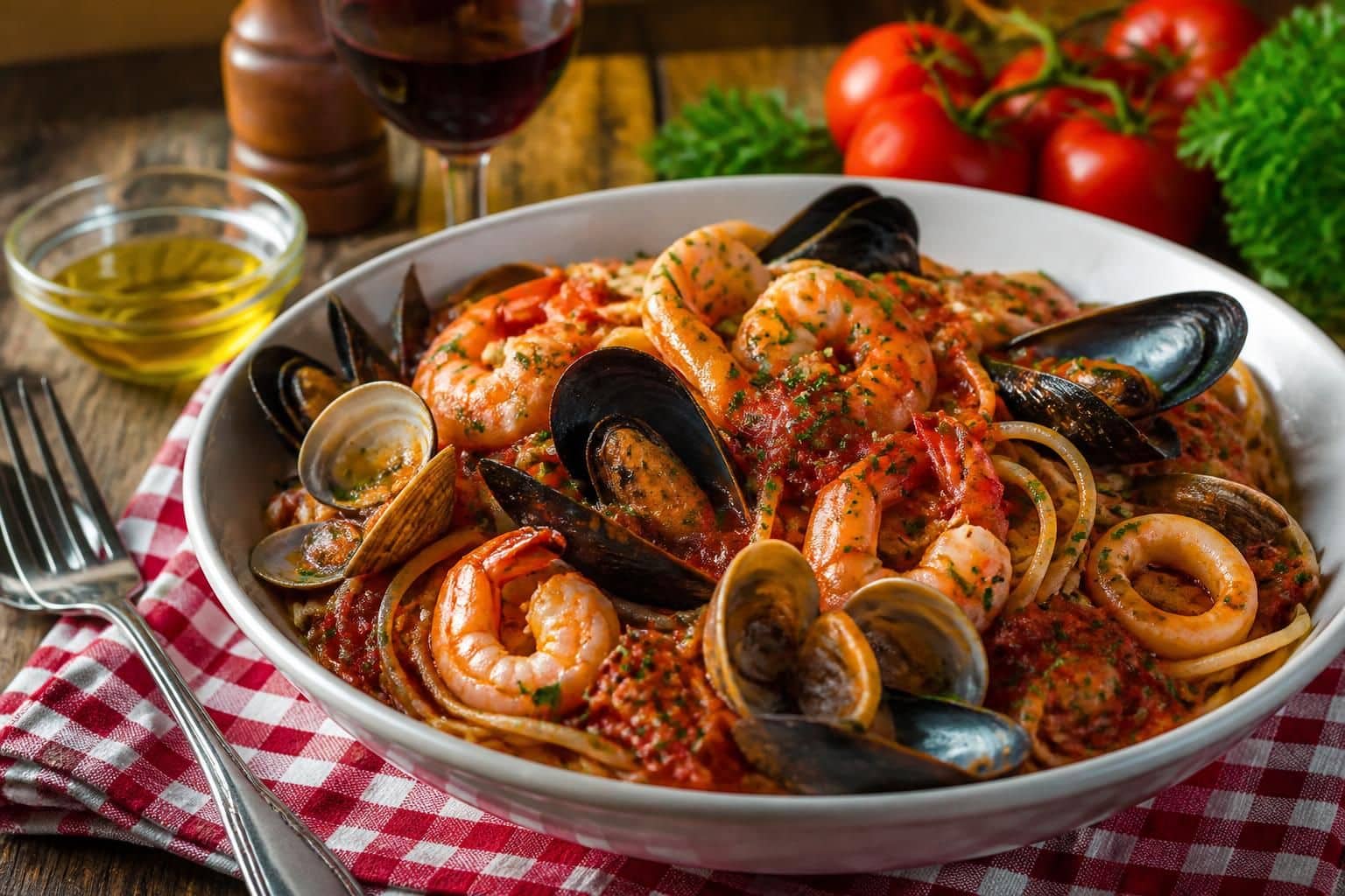 découvrez notre recette traditionnelle italienne de spaghetti aux fruits de mer, mijotés dans une délicieuse sauce tomate maison, pour un repas savoureux et authentique.