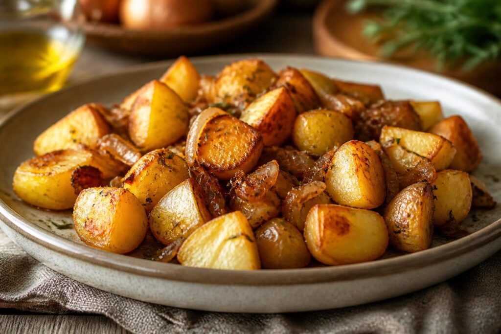 découvrez notre recette simple et savoureuse de pomme de terre aux oignons au four, parfaite pour un repas réconfortant et facile à préparer.