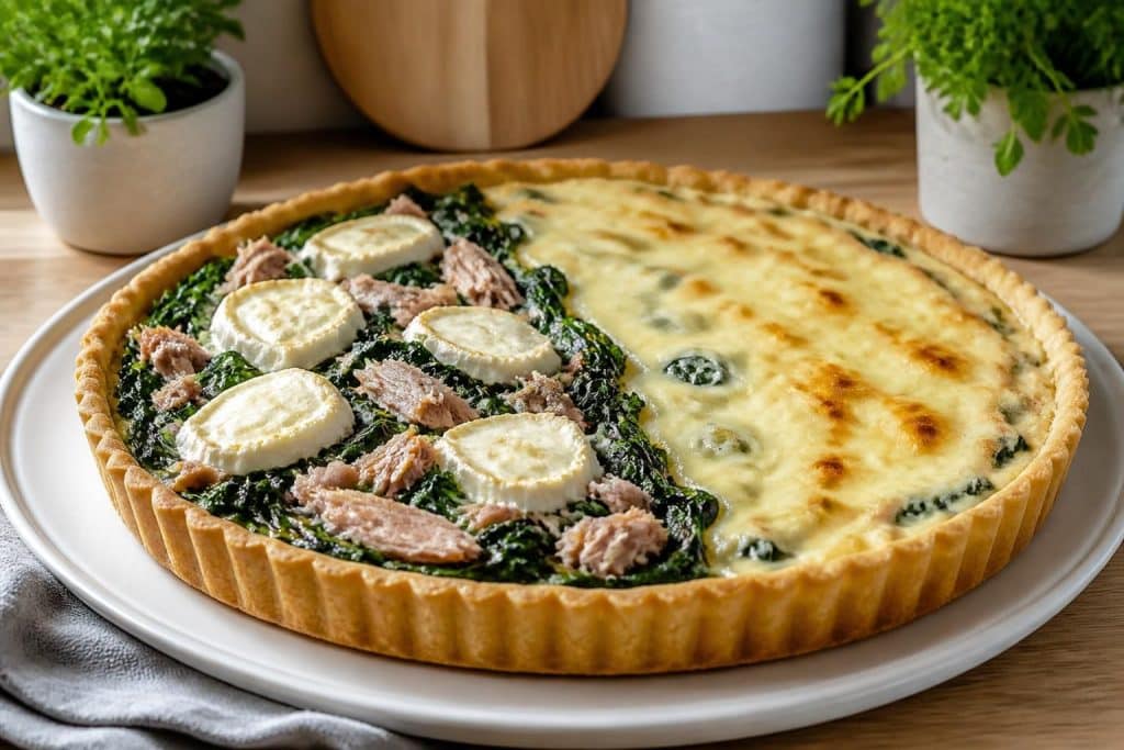 découvrez une délicieuse recette de tarte aux épinards frais et thon, avec une variante gourmande à la béchamel ou au fromage de chèvre, parfaite pour un repas savoureux et original.