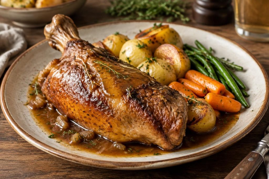 découvrez une recette savoureuse de cuisse de dinde en sauce, tendre et généreuse, idéale pour un repas convivial et facile à préparer.